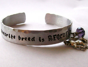 Horse Rescue Quote Aluminum Cuff with Pewter Horse Charm
