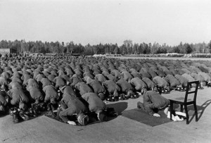 Members of the division at prayer during their training at Neuhammer ...