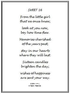 16th birthday poems for daughter