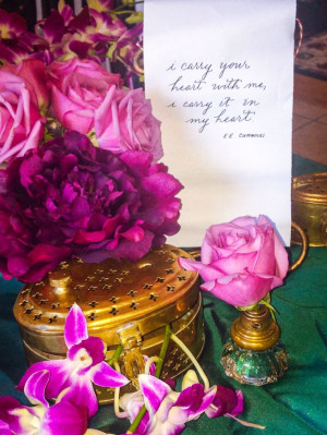 ... and orchid floral centerpiece #calligraphy #poetry #wedding #quotes