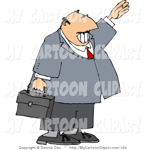 ... Art of a Smiling Businessman Waving Hello or Goodbye to a Co-Worker