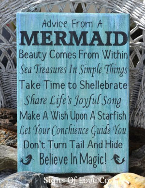 Beach Sign Decorations Mermaid Poem Inspirational Advice From A ...