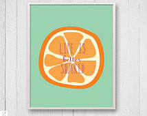 Orange Nursery Art, Tropical Fruit Print with inspirational quote ...