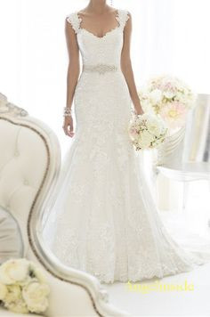 Lace Wedding Dress Mermaid Wedding Dress Beaded by Angelinside, $250 ...