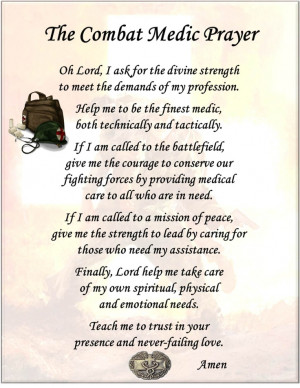Combat Medic Prayer ... I have this framed