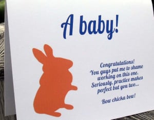 Funny bunny baby card - congratulations, shower, mother (WG151)