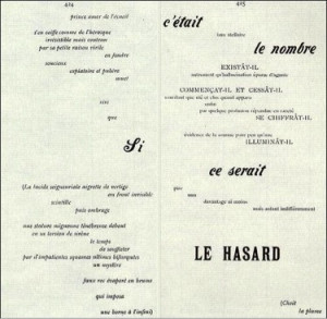 spread from Stéphane Mallarmé's book-length poem Un Coup de Dés .