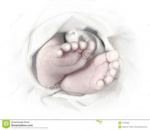 Tiny Baby feet wrapped in a blanket pencil sketch, image for ...