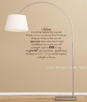 Marilyn Monroe Quote I Believe Good Things Vinyl Lettering Wall ...