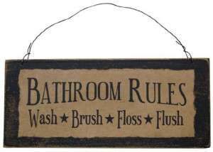 Bathroom Rules Funny Sayings Primitive Sign Distressed Wood Board ...