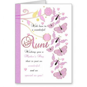 Aunt Mother's Day Card With Flowers And Butterfli