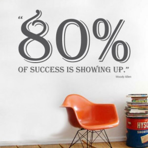 Eighty percent of success is showing up. - Woody Allen.