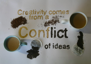 Quote Poster, Creativity Comes from a Conflict of Ideas
