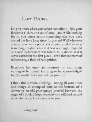 Lost Things -Lang Leav