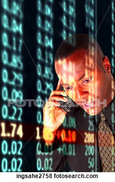 - man on cell phone and stock quotes . Fotosearch - Search Stock ...