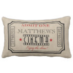 Personalized Movie Theater Ticket Pillow- red