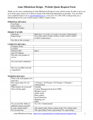 request a quote form web design
