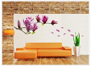 Magnolia-Flower-Rose-PVC-Quote-Wall-Sticker-Home-Wall-Decal-TV ...