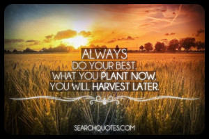 Always do your best what you plant now will harvest later.