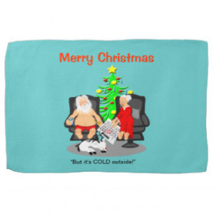 Christmas Funny Beer Drinking Santa Placemat Kitchen Towels