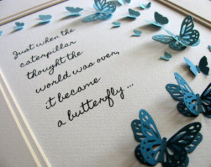 3D Butterfly Word Art. Caterpillar into Butterfly Quote. Encouragement ...