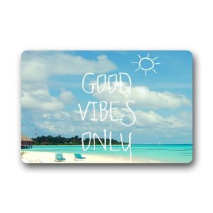 Amazon.com : Blue Sea Beach With Funny Good Vibes Only Quotes Doormats ...