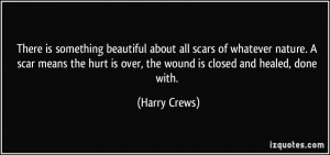 is something beautiful about all scars of whatever nature. A scar ...