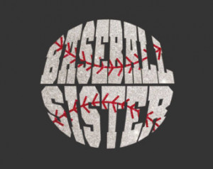 Girls Glittter Bling Baseball Siste r T-shirt ...