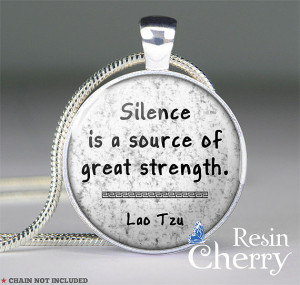 Lao Tzu quote resin pendant,quote necklace jewelry charm - Silence is ...