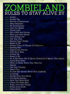 ZOMBIELAND RULES To Stay Alive By Movie Poster by BCCreate on Etsy, $ ...