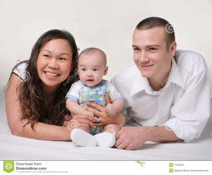 Biracial Family Together The