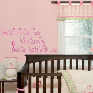 Large Nursery Baby Wall Quote Sunshine Heart Love Art Sticker Transfer ...