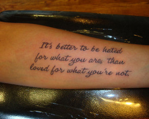 of the elegant quote inked in running handwriting font. Forearm Tattoo