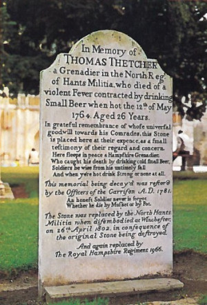 tombstone of the Hampshire Grenadier, Winchester Cathedral, Alcoholics ...