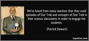 that they used episodes of Star Trek and concepts of Star Trek ...