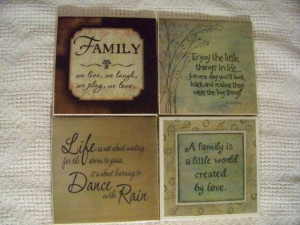 Family and Life Quotes Ceramic Tile Coasters by JCraftEmporium, $12.00
