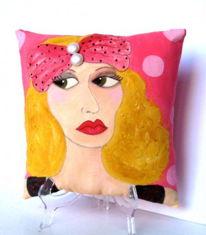 new...ROMANTIC ROSE PILLOW hand painted pillow by priscillamae,