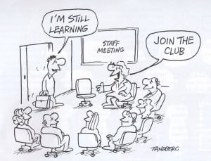Staff meeting in a conference hall and welcoming a new guy- Jokes