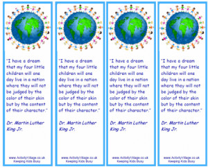 View and print MLK Day bookmarks - I have a dream quote