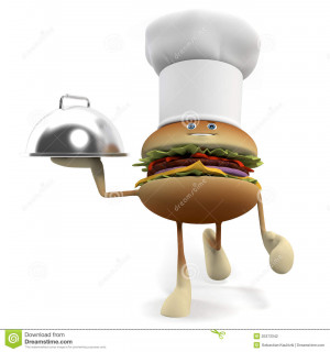 Funny Chef And Hamburger Royalty Free Stock Photography Image