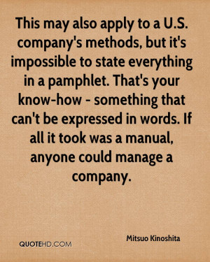 This may also apply to a U.S. company's methods, but it's impossible ...