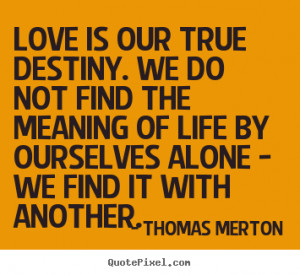 Love is our true destiny. we do not find the meaning of life by ...