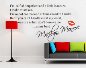 Art Lettering Wall Stickers Quotes Marilyn Monroe words Home ...