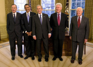 ... Former President Clinton, Former President Bush and Former President