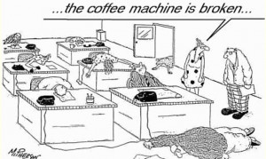 funny and all-too-true cartoon about coffee withdrawal at work.