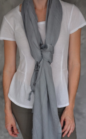 Love Quotes Linen/Viscose Tassel Scarf in Driftwood