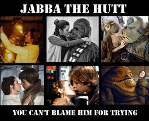 funny princess leia kissing jabba the hutt star wars