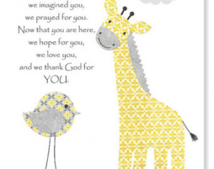 Before You Were Born Nursery Quote Gray and Yellow Giraffe Bird Gender ...