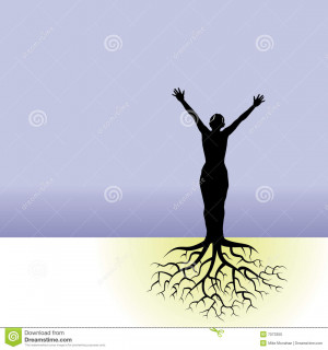 ... with arms outspread and tree-like roots spreading beneath the ground