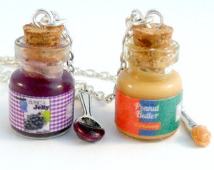 BFF Peanut Butter and Jelly Jar wit h Knife & Spoon Necklace Set, Best ...